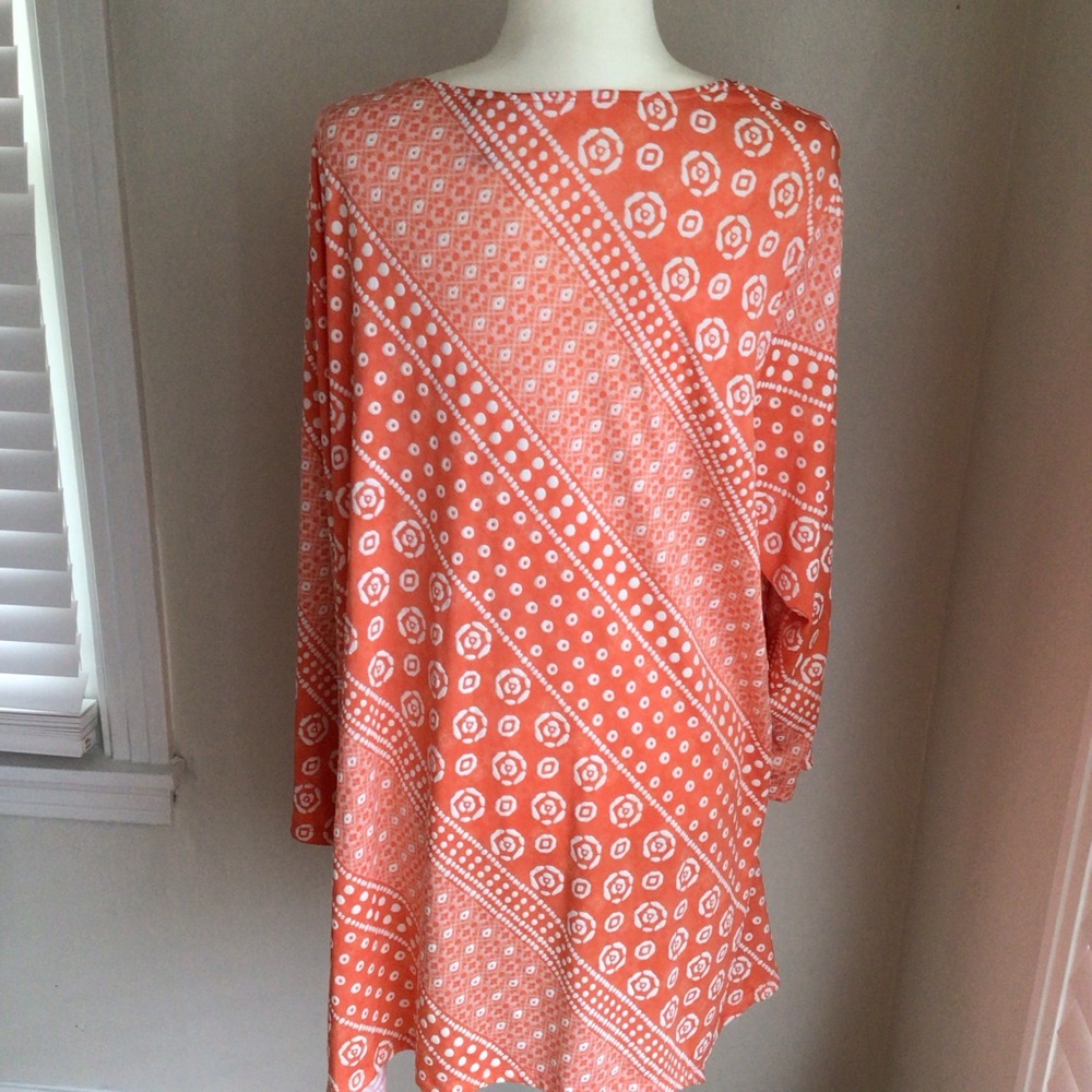 Ruby Rd. Orange and White Patterned Tunic Blouse - image 2